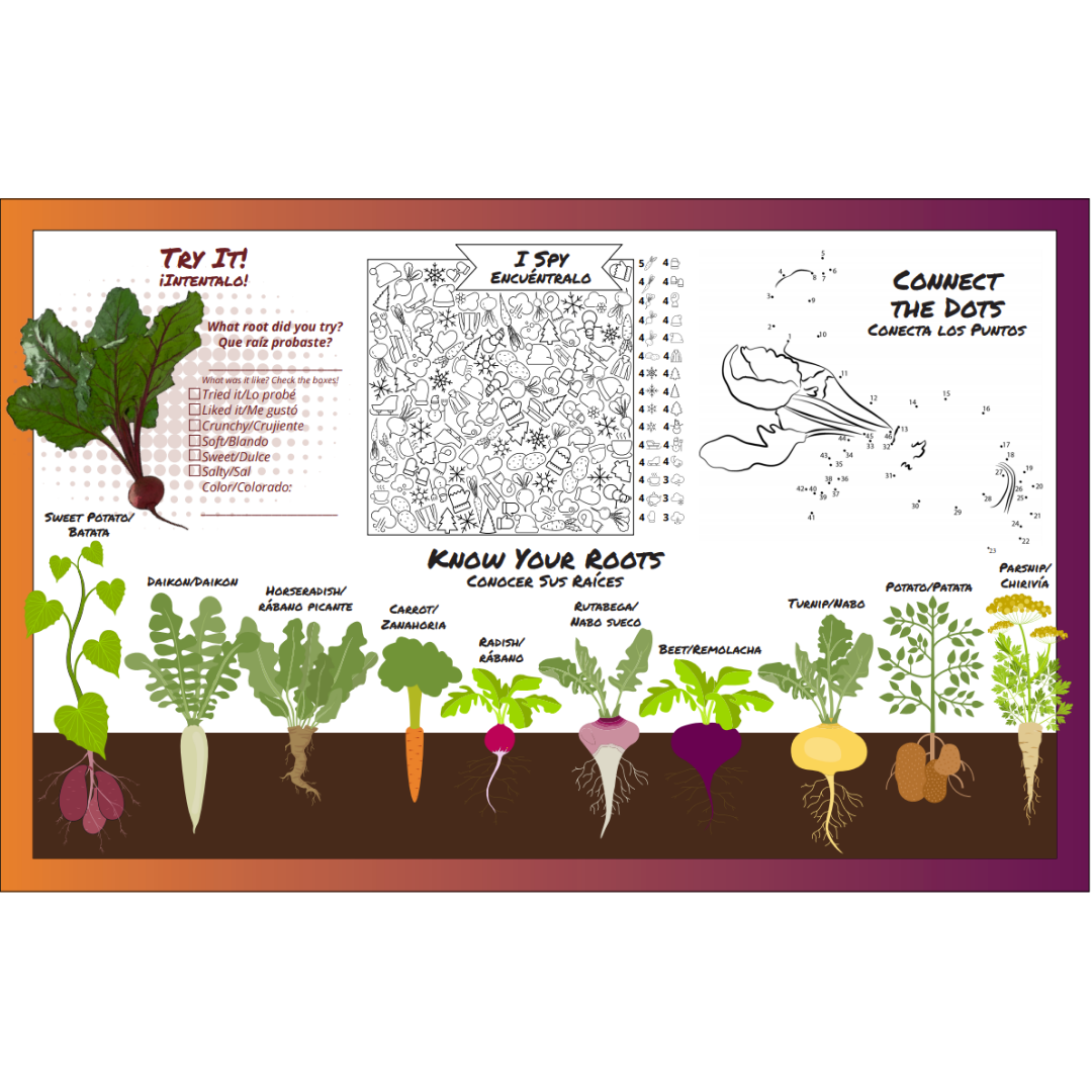 root activities for kids put local on your tray